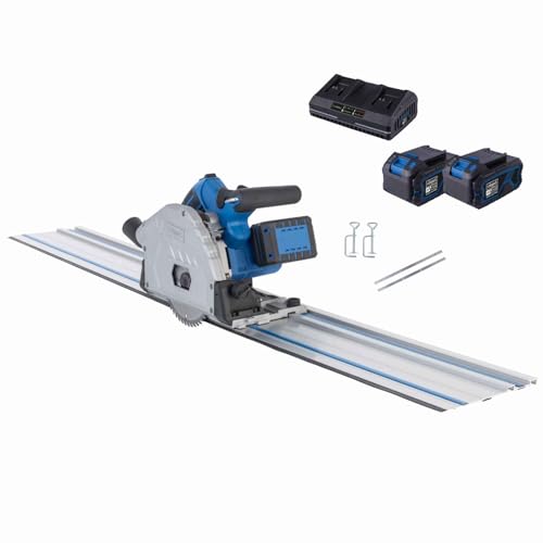 Scheppach Scie circulaire plongeante sans fil BC-PL60-X avec 2 rails de guidage de 700mm et accessoires - Profondeur coupe 61 mm -Inclinaison 0° à 48°-...