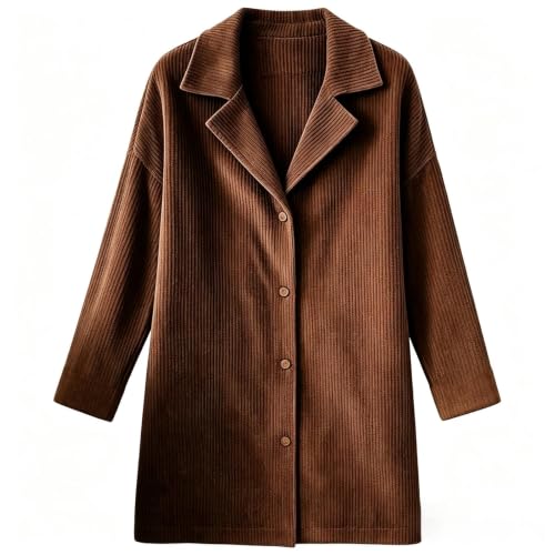 Fall Casual Jackets for Women 2026 Corduroy Blazer Women Longline Lapel Button Down Casual Work Office Jacket Capsule Wardrobe 2026 Over 50 Brown S Chamarras para Mujer - image 7