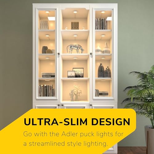 Image of GETINLIGHT 2.75-Inch LED Puck Light Kit, 6-Pack, Plug-in, 3000K, Black | Warm white light, 12V plug-in kit with in-line dimmer, recessed /surface mount. Model: IN-0102-6-BK