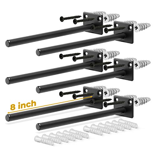 BATODA - 8" Solid Steel Floating Shelf Bracket (6 pcs) - Blind Shelf