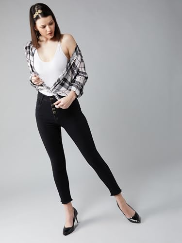 Image of Dolce Crudo Women's Skinny Fit High Rise Cropped Length Stretchable Denim Jeans