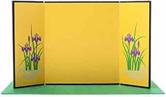 和風屏風 赤黒模様 三つ折り式 Amazon.co.jp: 型染め 三つ折り 屏風 (毛氈付) 菖蒲 : ホーム