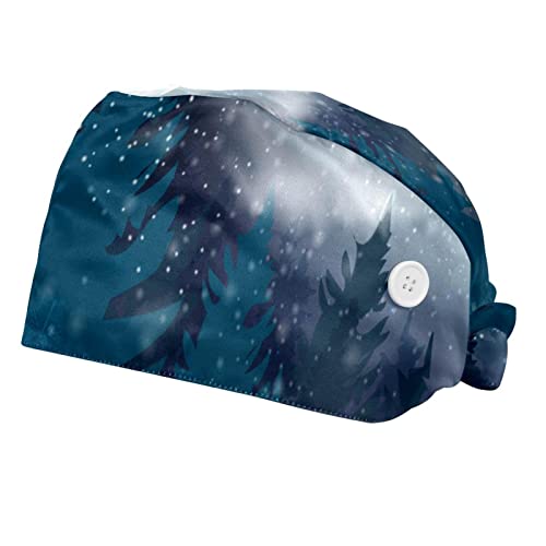 Noël cerf lune nuit paysage chapeaux de travail en tissu respirant ajustable