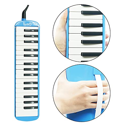 Vachan 32 Keys Melodica Instrument, Soprano Melodica Air Piano Keyboard Musical Instrument With 2 Soft Long Tubes, Short Mouthpieces And Carrying Bag For Kids Beginners Gift,Blue #TOP3