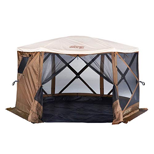 Quick-Set Escape Sky Camper Portable Gazebo Canopy Shelter w/Floor, Brown