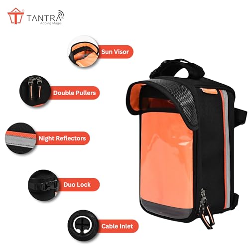 Image of TANTRA Polyester Bicycle Front Frame /Tube Bag with Waterproof Touch Screen Bicycle Pouch for Mobile Holder Black
