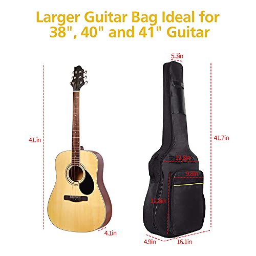 AYQWE Guitar Bag, 38 40 41 inch Guitar Gig Bag, Electric Guitar Case, Waterproof Oxford Electric Guitar Gig Bag with Padding, Two Pockets, for Acoustic Classical Guitar, Ukulele, Bass Guitar