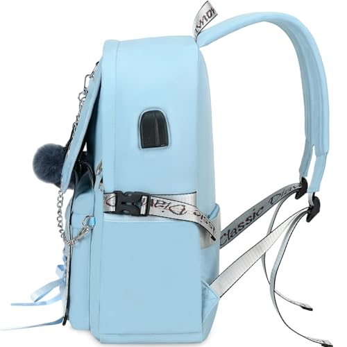 Spotted Tiger School Backpack for Girls Bookbag School Bag Aesthetic Backpack for Teen Girls Women (Blue)3