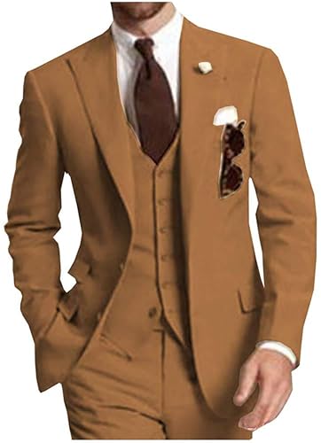 Men's 3 Piece Suits Slim Fit Tuxedos Peak Lapel Jacket Pants Vest Wedding Groomsmen Prom Business Suit3
