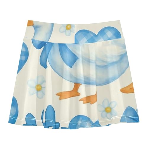 White Ducks Blue Ribbon Bows Athletic Shorts Girls Skorts Skirts with Shorts Cheer Cheer Skirt 3t2