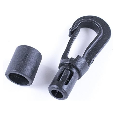 PARACORD PLANET Black Bungee Cord End Hooks - Choose from packs of 5, 10, or 20 - Fits 1/8" Diameter of Shock Cord, Bungee Cord, Resistance Bands Cover