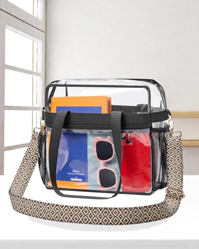 Image of Paxiland Clear Bag for Stadium Events 12x6x12 inches, Clear Tote Bag with Reinforced Strap, Clear HandBag for Sports Concert