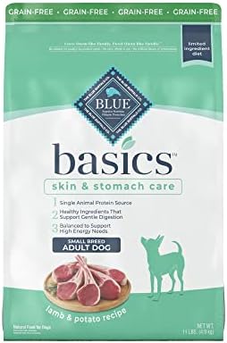 Blue Buffalo Basics Skin & Stomach Care, Grain Free Natural Adult Small Breed Dry Dog Food, Lamb & Potato 11-lb