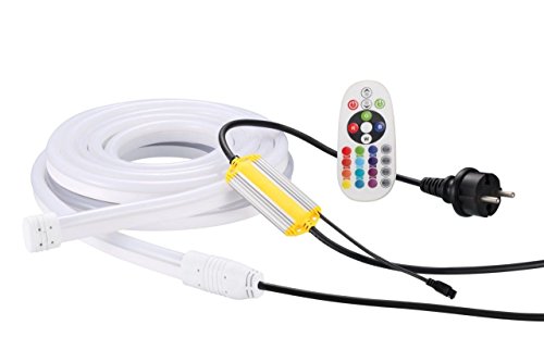 Ogeled IP68 Neon RGB LED Neonflex diffus diffusion led lichtband schlauch Streife Strip mit Kontroller und Fernbedinung 230V 2Meter Kabel ip68 (RGB IP68 2Meter Kabel, 1M)