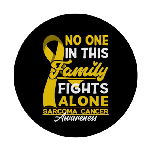 No One In This Family Fights Alone I Sarcoma Cancer PopSockets Swappable PopGrip, Black - Image 3