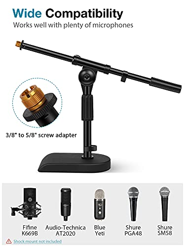 Innogear Adjustable Desk Microphone Stand, Weighted Base With Soft Grip Twist Clutch, Boom Arm, 3/8" And 5/8" Threaded Mounts For Blue Yeti And Blue Snowball, Kick Drums, Guitar Amps #TOP5
