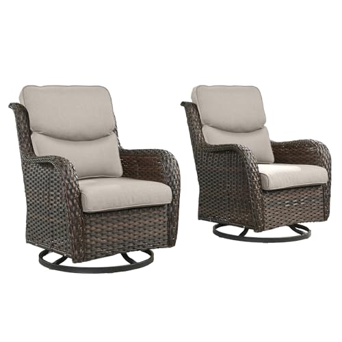Wicker-Rocking-Chair-Swivel-Chairs-2-Piece-Rocker-Patio-Chairs-Set-Rattan-Rocking-Chair-for-Outdoor-Porch-Deck-Garden-Backyard-BrownBeigeSmile Wicker Rocking Chair Swivel Chairs 2 Piece Rocker Patio Chairs Set Rattan Rocking Chair for Outdoor Porch Deck Garden Backyard BrownBeigeSmile