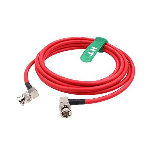HangTon 12G 4K Raw SDI Coaxial Video Cable BNC to BNC Canare LV-61S 75 ohm for Canon Blackmagic Camera Monitor Flexible Shielded 1.5M Red Right Angle - Image 4