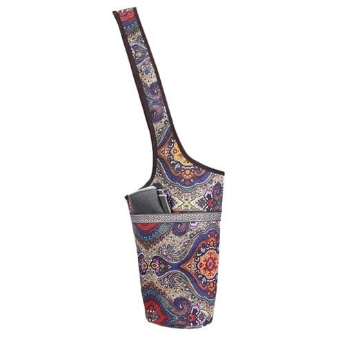 Bolsa para esterilla de yoga, bolsa de moda bohemia, soporte ligero para esterilla de yoga, organizador de accesorios deportivos, correa de hombro, resistente al agua, bolsa de almacenamiento compacta