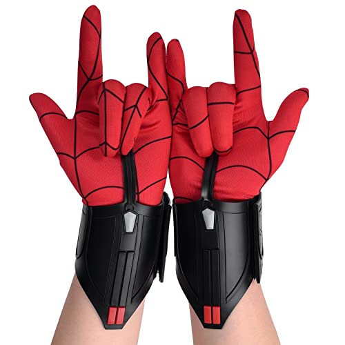 Spider-Man Web Shooters for Kids,Spider boy Cosplay Bracers Launcher Accessories for Kids, Superhero Cosplay Props Decorate(with Gloves) Black