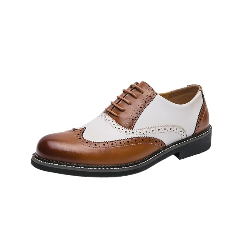 Men Austerity Spectator Brogue Dress Oxford Luxury Leather Anti-Slip Non Slip Resistant Party Breathable Uniform Classic Lace Up