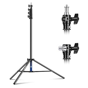 NEEWER 9.8ft/3m Air Cushioned Light Stand, Heavy Duty Metal Photography Tripod Stand with 1/4″ to 3/8″ Reversible Spigot, 3 Way Mounting Interface & Metal Locking Knobs, Max Load 5.5lb/2.5kg