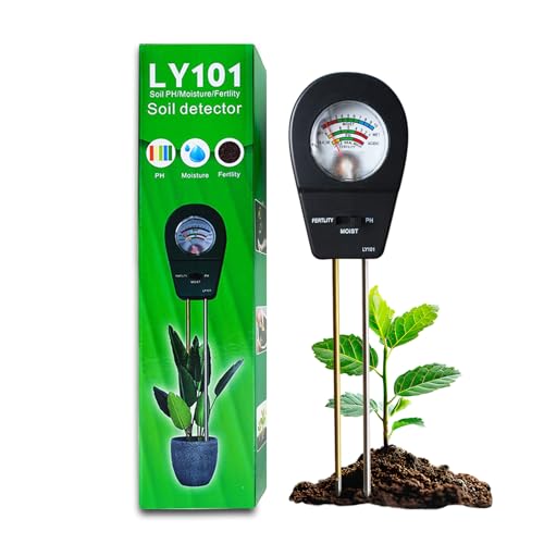 Soil Test Kit, ph Soil Tester for Garden Soil - 3-in-1 Digital Soil Moisture Meter, Soil pH Meter & Fertility Soil Tester for Indoor & Outdoor Garden, Farm, Patio, Lawn,Black