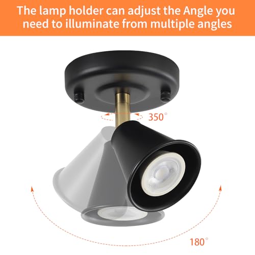 Image of Modern Flush Mount Ceiling Spot Light, Adjustable Directional Head, Black Spot Lights Indoor, Ceiling /Wall Mounted Single Track Light for Living Room, Corridor, Stairs.(2 Pack )