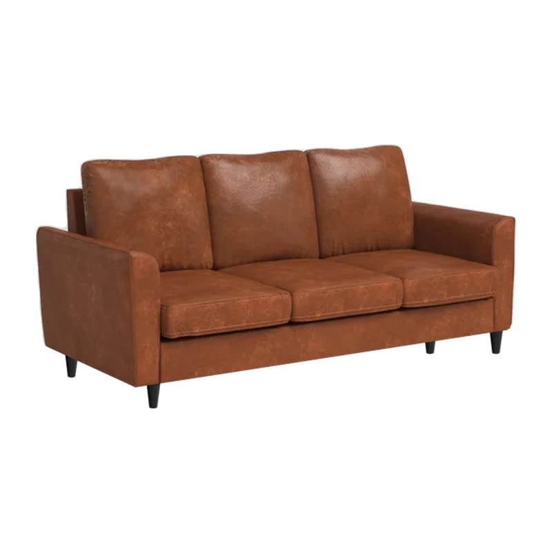 Image of Jerry 3 Seater Leatherette Sofa Set for Living Room Tan Brown |Leather Sofa 3 Seater | Three Person Sofas Couch for Home Kids Room