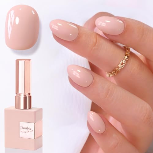 Double Rhythm 0.5 Oz Gel Nail Polish Neutral Natural Same Color Same Bottle Translucent Light Milky Pastel 15ML Manicure French Design Art DIY at Home (Nude Pink-A1515)