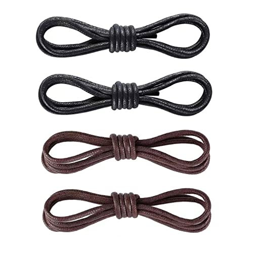 NITAIUN 4 Pares Cordones de Zapatos Encerados Redondos para zapatos de traje y de piel Cuerdas de Zapatos para Zapatos Casuales y de Vestir de Hombre y Mujeres, 80 cm de longitud Cover