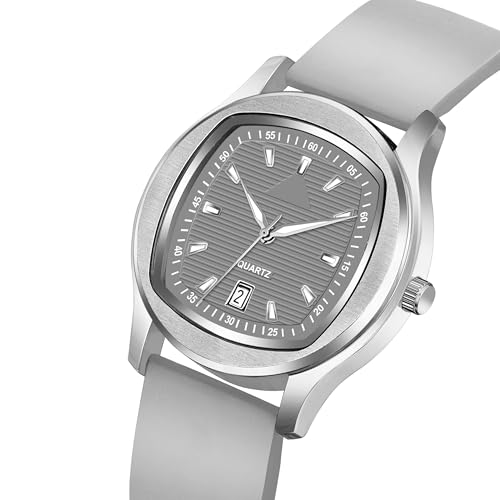 Image of styledose Minimalist dial Softest Adjustable Silicon Belt Quartz Analog Date Display Wrist Watch for Men