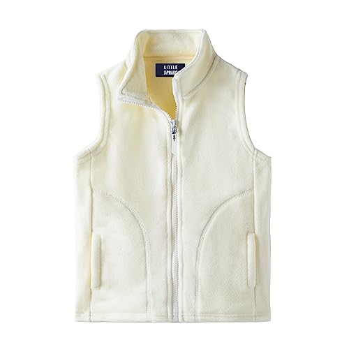 LittleSpring Unisex Kids Fleece Vest Fall Sleeveless Outerwear Cream 3T