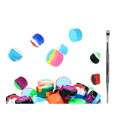 BMTick Silikonbehälter, 5 ml, 1,8 cm x 3,2 cm, mit Metallwerkzeug, 10 Stück