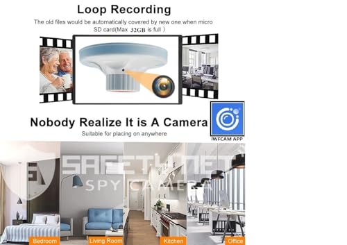Image of SAFETYNET 1080P Full HD WiFi Security Camera | 24 /7 Continuous Power | iWFCam App Live View | Motion Detection | Loop Recording | Mobile & PC Monitoring (LAMP Holder)