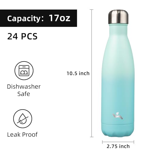 Image of Konokyo 24 Pack 17 oz Insulated Stainless Steel Water Bottle