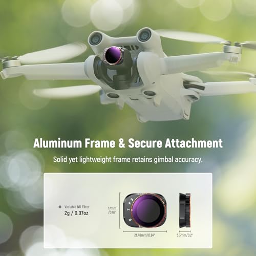 Image of NEEWER Variable ND Filter Compatible with DJI Mini 3 Pro, ND32-512 5-9 Stops Snap On Multicoated HD Optical Glass Metal Slim Frame Drone Camera Lens Video Recording Aerial Photography Accessories