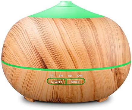 RENWER Essential Oil Diffuser Wood Grain Cool Mist Aromatherapy Humidifier 400ml Ultrasonic Diffusers for Essential Oils with 7 Colors LED Lights & 4 Timers