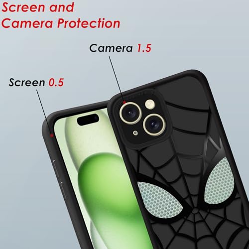 Image of Stylish Spider Back Case Cover Compatible for iPhone 13 | Spidey Face Mask Case | Soft Silicone | Camera & Full Body Protection | Shock Proof | (Black)