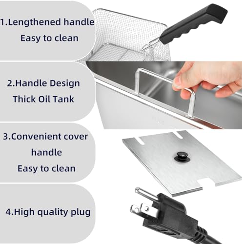 Commercial Deep Fryer with Basket - Large Capacity Stainless Steel Electric Oil Fryer for Restaurant or Home Use,3400W 12.7QT - Image 4