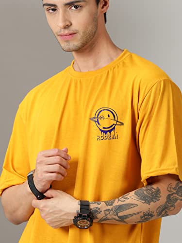 Image of RodZen Oversized Drop Shoulder Half Sleeves Round Neck Solid Cotton Blend Combo T-Shirt for Men