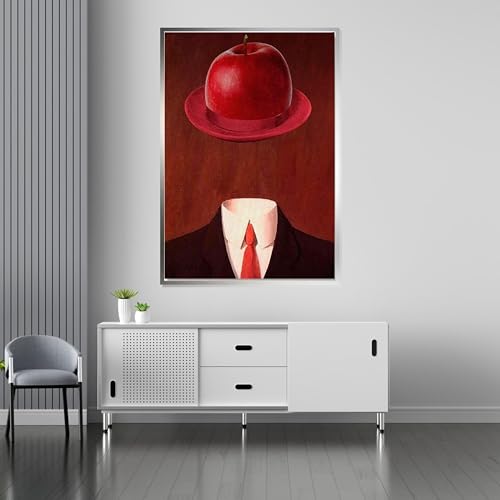 Affiche murale philosophique Magritte tableau surréaliste toile joueur de boules de pommes