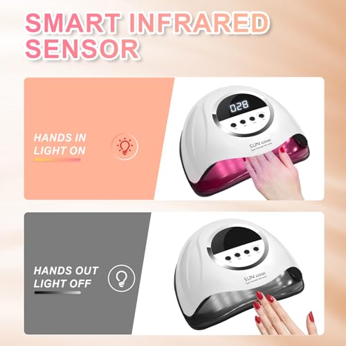 320W UV LED Nail Lamp, Professional Nail Dryer Gel Polish Light with 72 Beads, UV Nail Light with 4 Timer Settings - Image 4