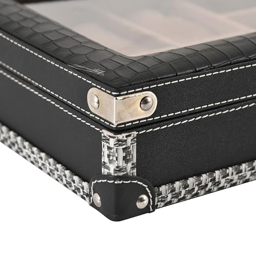Image of BOXXO 12 Slot Watch Organizer Box for Men & Women - Premium PU Leather Watch Case (9-slots Black /Beige)