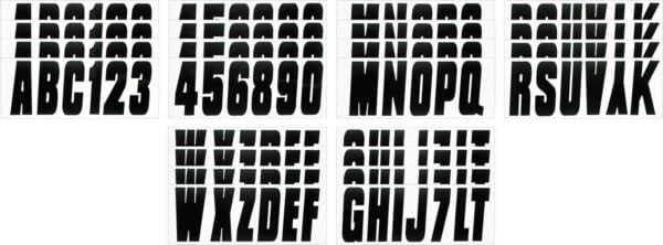 Image of Hardline Products USA Series 350 Factory Matched 3-Inch Boat Registration Kit - Solid Black- Complete 4-in-1 Marine Decal Set with Adhesive Remover & Application Fluid for Boats & PWCs