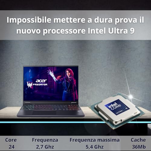 Image of acer Predator Helios Neo 16 AI Pc Gaming, Notebook Gaming Ultra 9 275HX, 32GB RAM DDR5, SSD 1TB PCIe, Display 16 inch WQXGA 240Hz, nVIDIA GeForce RTX 5070 Ti 12GB GDDR7, Laptop Gaming RGB Keyboard