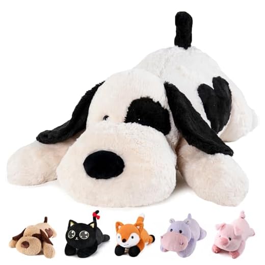 meowtastic Black & White Dog Weighted Stuffed Animals - 22 Inch 4.5 Pounds Weighted Plush Dog Stuffed Animals - Big Stuffed Dog Plush Pillow - Cute Plush Toys Gifts for Kids & Adults (22" 4.5 lbs)