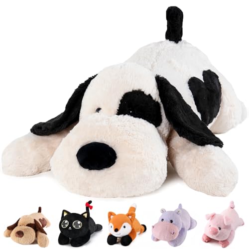 meowtastic Black & White Dog Weighted Stuffed Animals - 22 Inch 4.5 Pounds Weighted Plush Dog...
