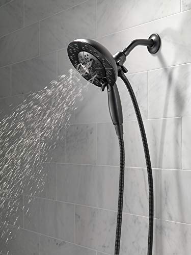 Image of Delta Faucet 5-Spray In2ition Dual Shower Head with Handheld Spray, H2Okinetic Matte Black Shower Head with Hose, Showerheads, Handheld Shower Heads, Magnetic Docking, Matte Black 58480-BL25-PK