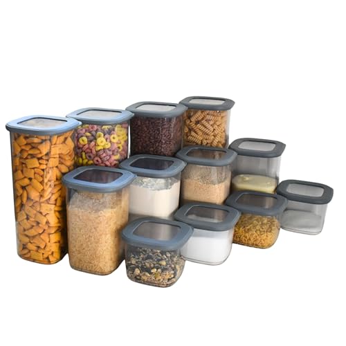 Vorratsdosen mit Deckel luftdicht diverse Sets Küchenorganizer Aufbewahrungsbox BPA frei stapelbare Vorratsbehälter für sämtliche Lebensmittel 'wie Zucker Mehl und Müsli' (4x 1200ml & 1x HLKauf-Block)